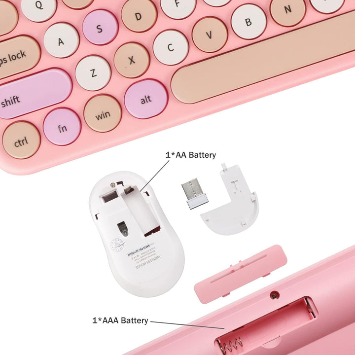 Combo de teclado y mouse inalámbricos, teclado retro de máquina de...