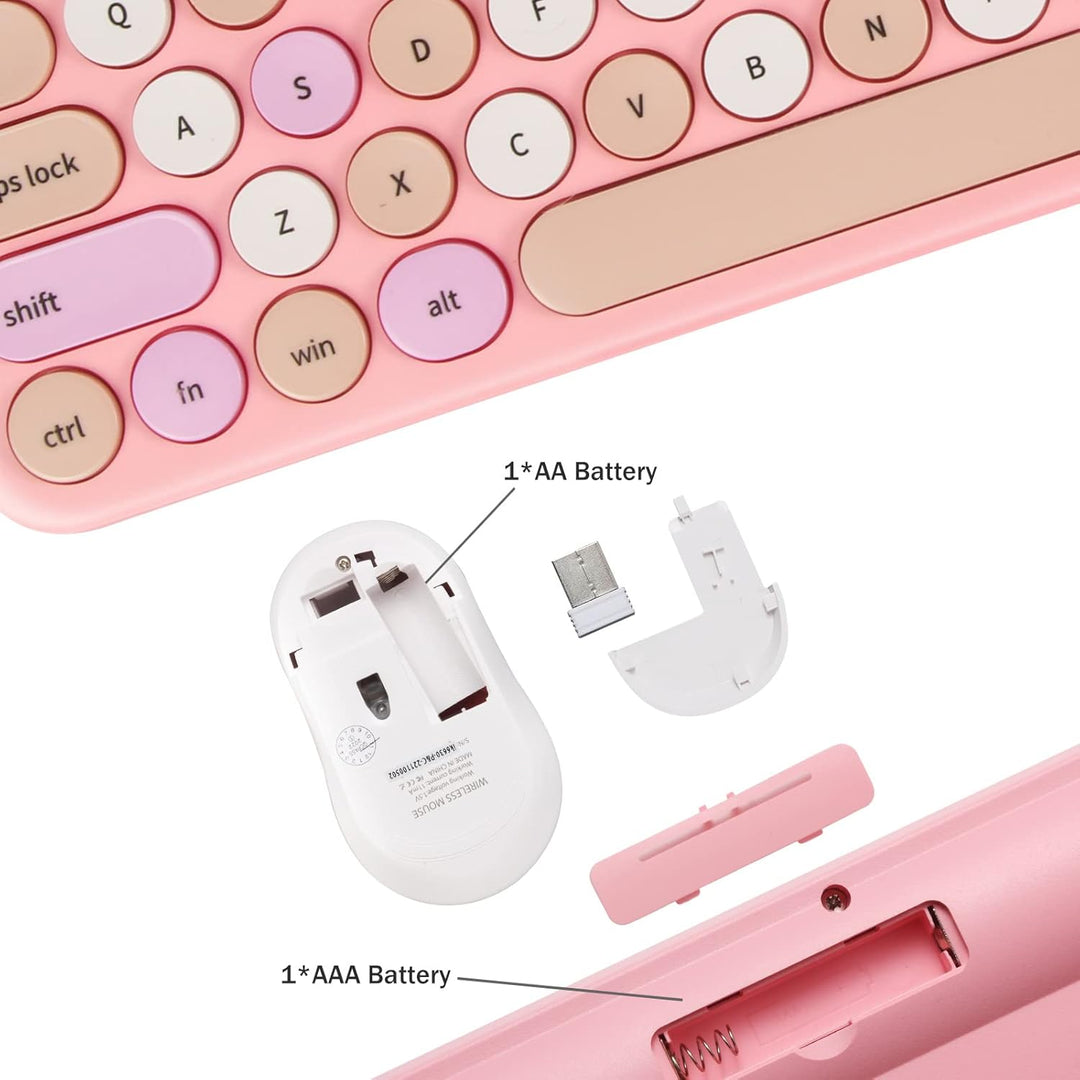 Combo de teclado y mouse inalámbricos, teclado retro de máquina de...