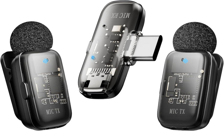 Micrófono Lavalier inalámbrico para iPhone, iPad y Android con fund...