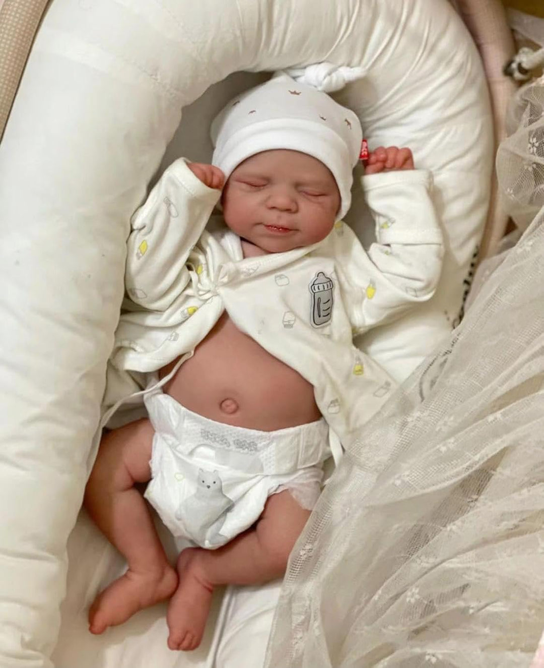Zero Pam Muñecas Reborn de 45 cm de la vida real, bebé niño con ojo...