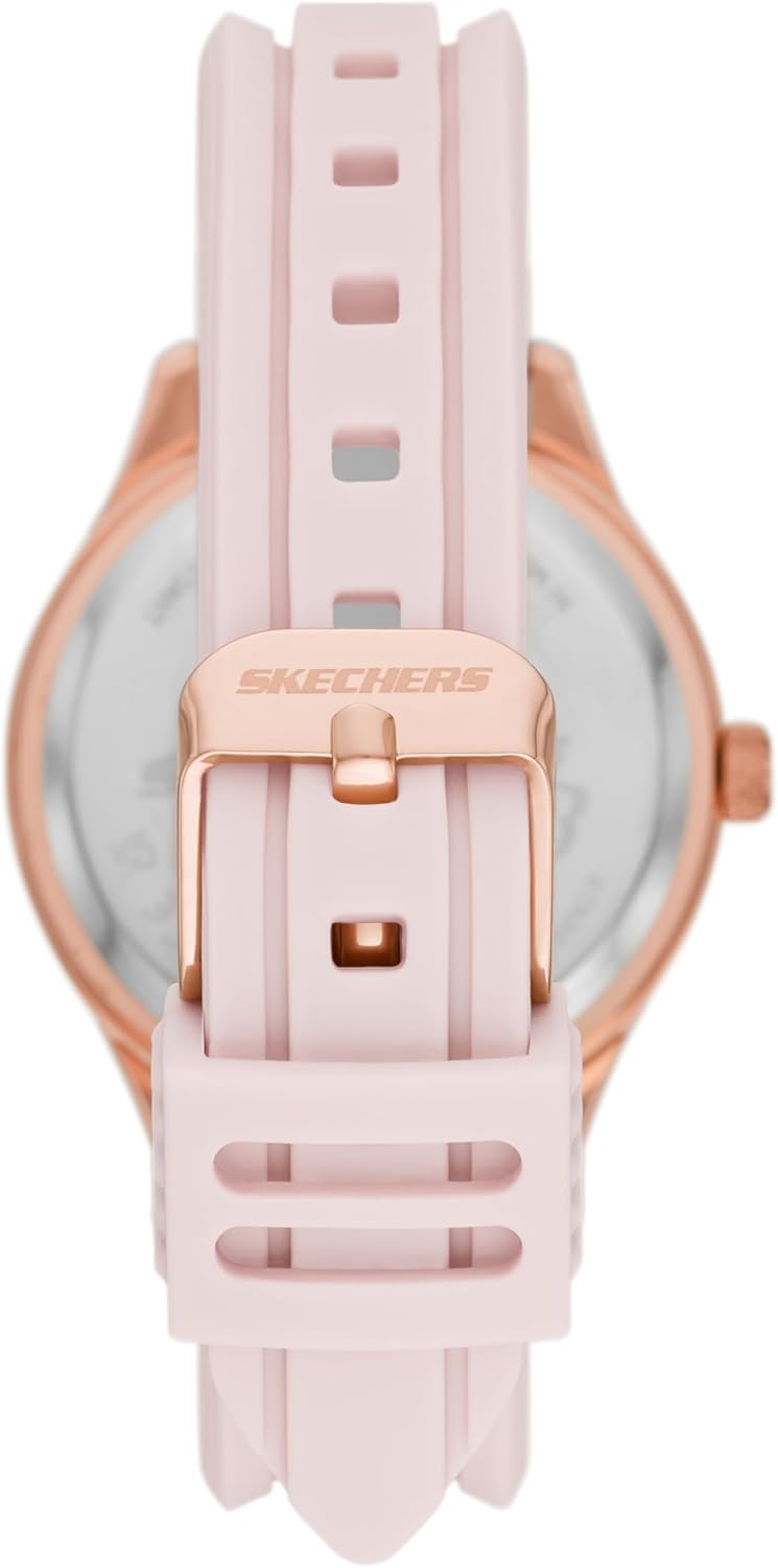 Skechers Set de regalo de reloj y pulsera apilable para mujer, Conjunto de oro rosa rosa, Reloj de cuarzo