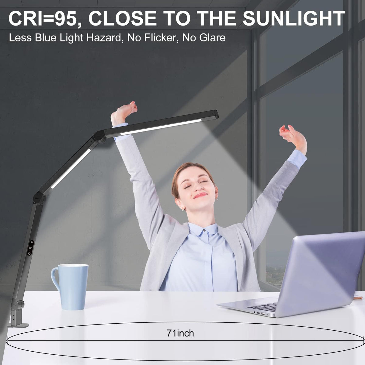 Lámpara Lámpara de escritorio LED con abrazadera, lámpara de escritorio de arquitecto con doble luz y brazo oscilante ajustable, cuidado de los ojos con clip, 4 modos CCT y 5 niveles de brillo, luz de mesa, iluminación de computadora moderna para oficina