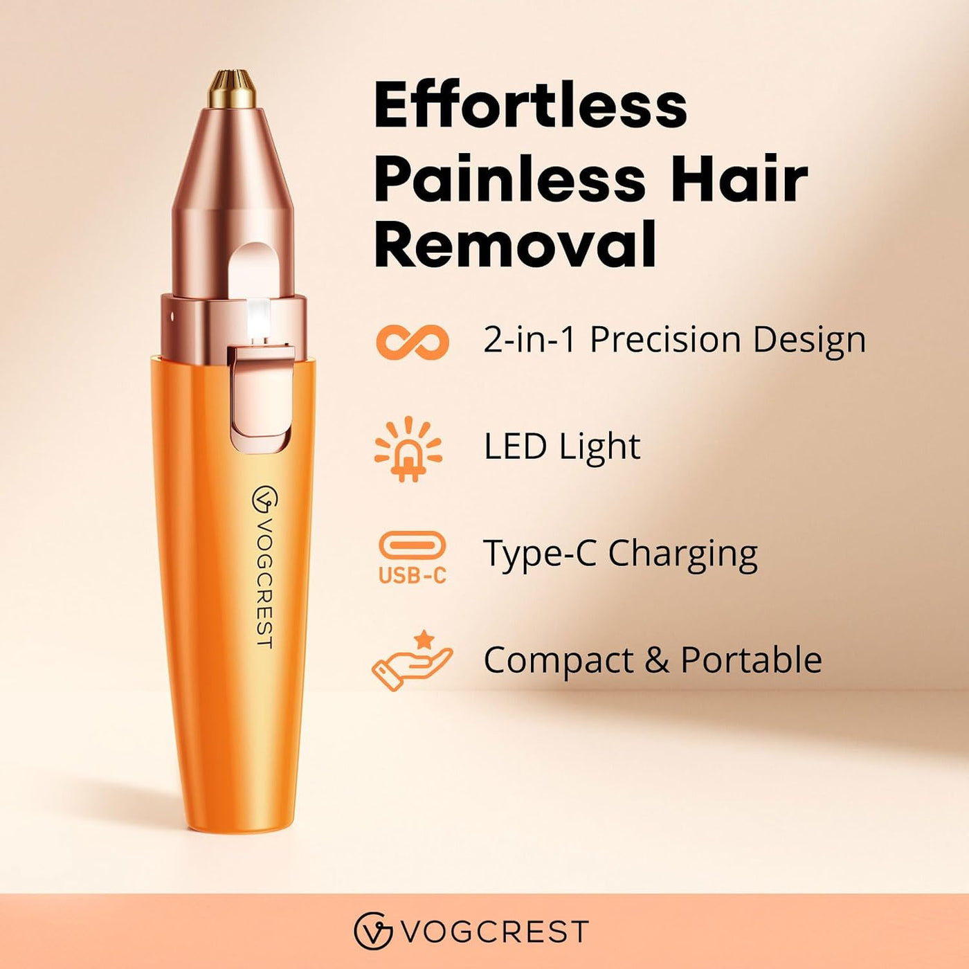 VG VOGCREST Recortadora Facial de Cejas: Depilación Facial Recargab...