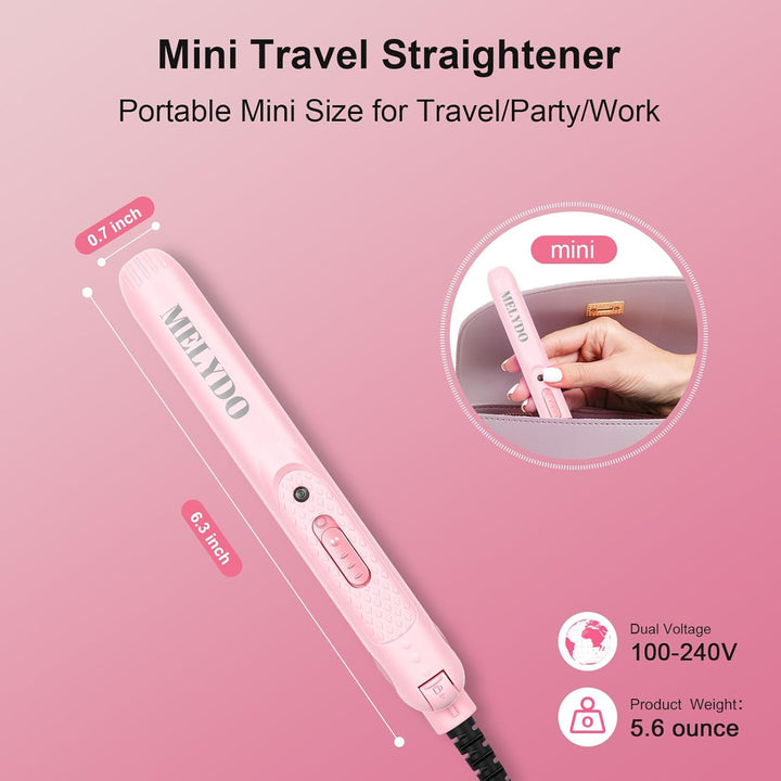 MELYDO Mini Plancha Portátil, Alisadora de Cabello de Viaje de Dobl...