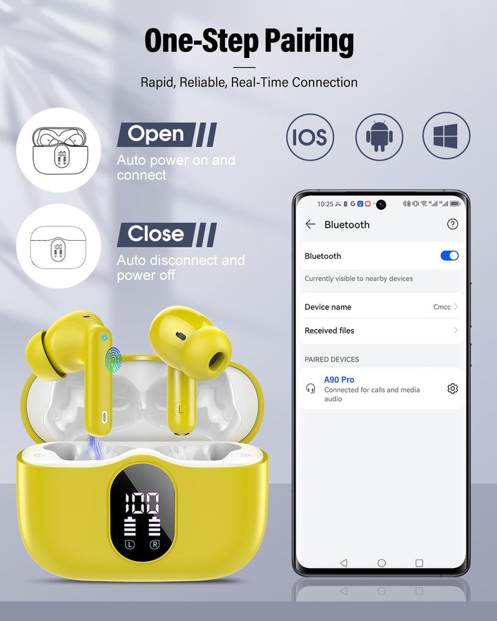 Auriculares inalámbricos, auriculares Bluetooth 5.4 con graves esté...