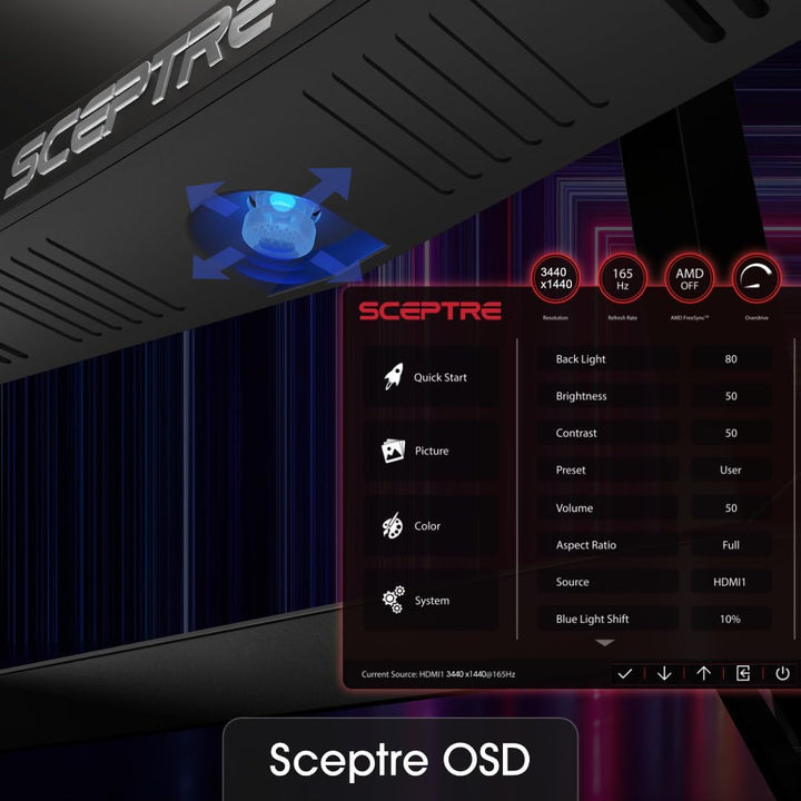 Sceptre - Monitor curvo ultra ancho de 34 pulgadas WQHD 3440 x 1440...