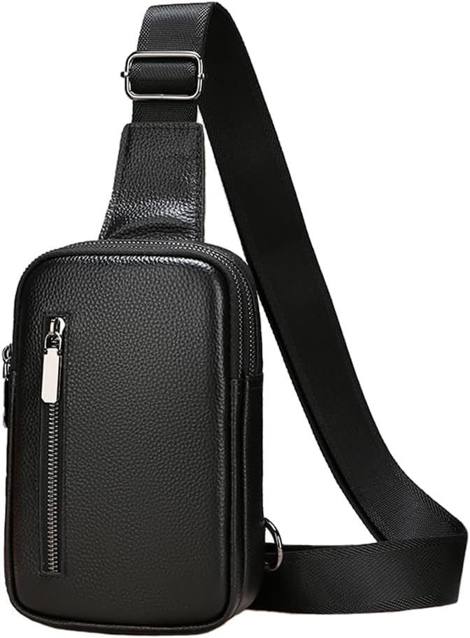 Bolsa cruzada, cangureras de cuerpo cruzado para hombres y mujeres, moderna, color negro, pequeña bolsa de pecho para teléfono para entrenamiento y correr
