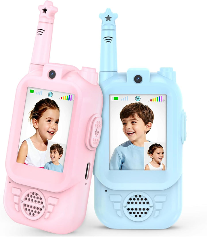 Walkie Talkies de video para niños, paquete de 2 unidades, recargab...