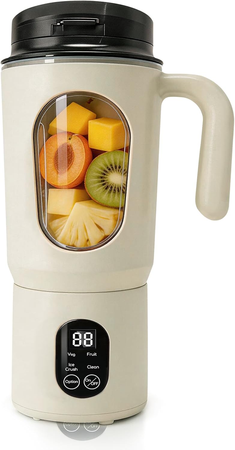 Batidora portátil para batidos, 580ML USB-C recargable Juicer Cup (beige)