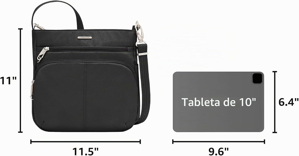 Travelon Bolso bandolera clásico antirrobo Norte/Sur