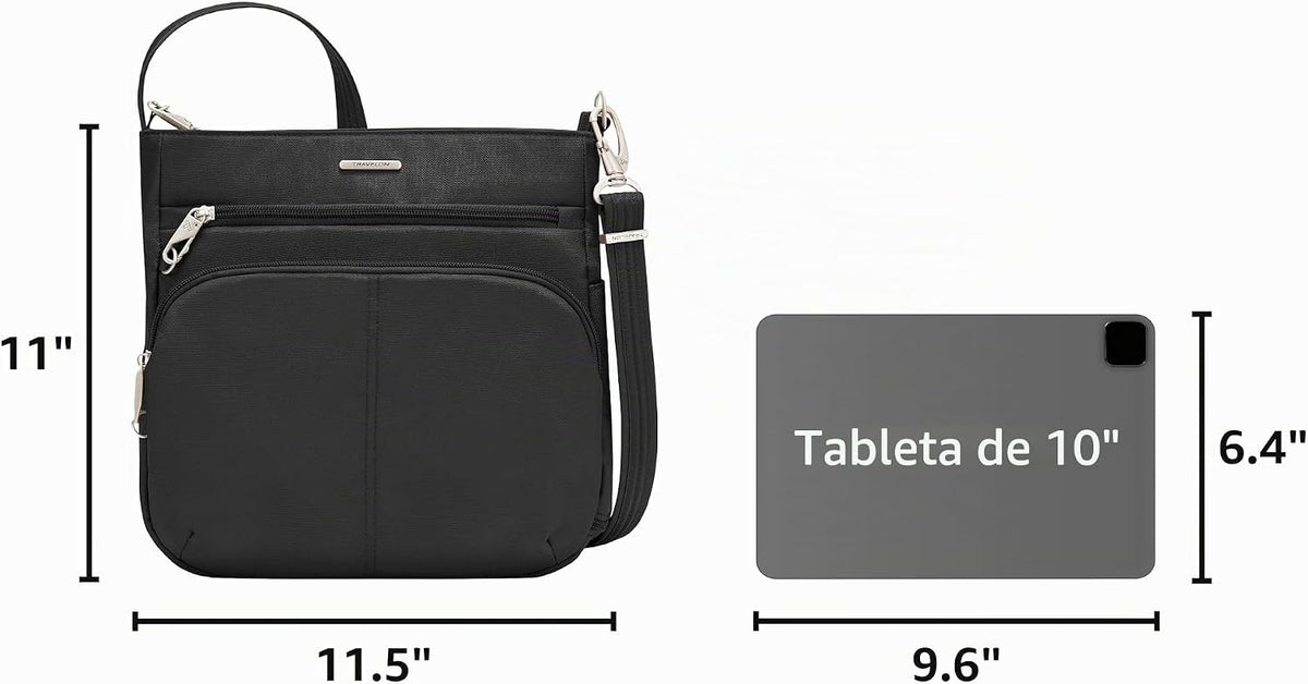 Travelon Bolso bandolera clásico antirrobo Norte/Sur