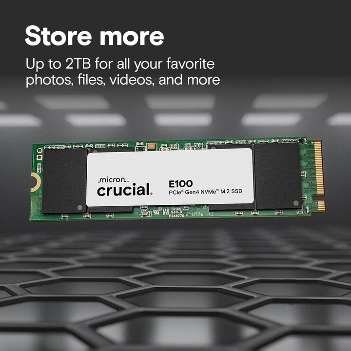 Crucial E100 2TB M.2 NVMe PCIe Gen4 SSD interno, hasta 5.000MB\/s,...