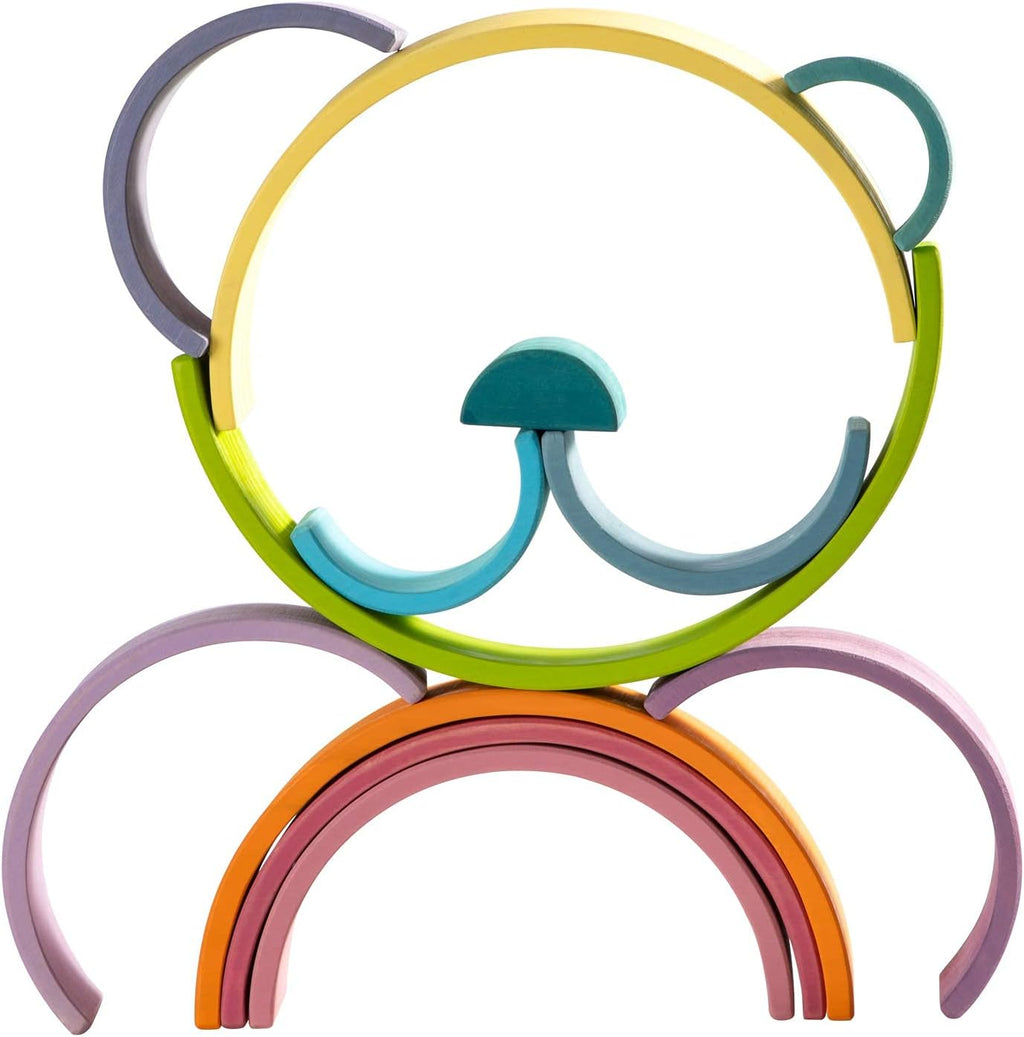 Juguete apilable de madera de arco iris, apilador de 12 piezas, bloques de construcción de rompecabezas de anidación extragrandes, juguetes educativos para niños pequeños