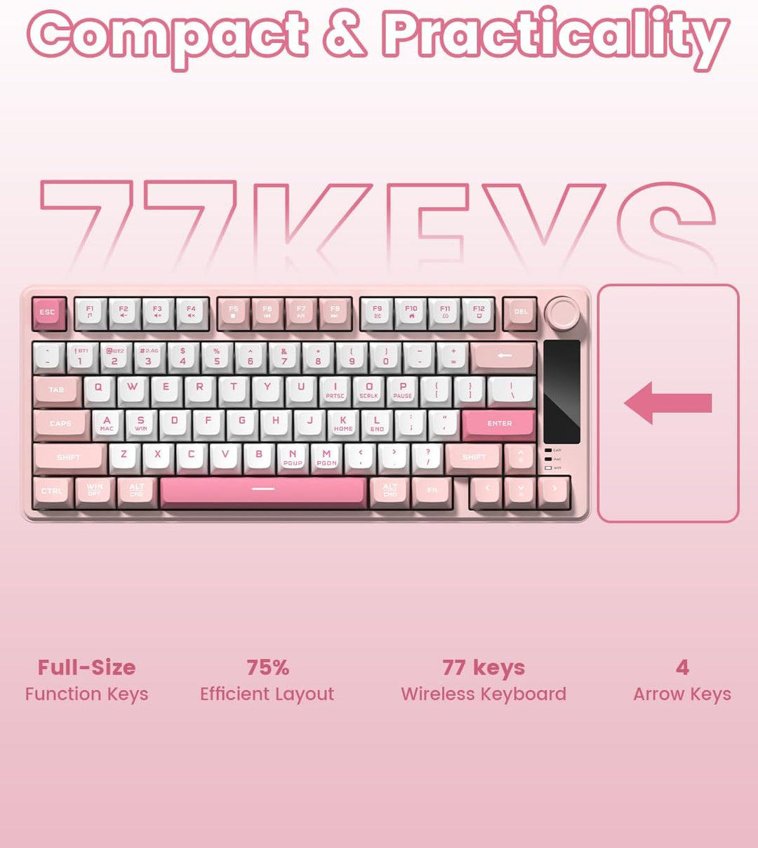 Womier DK75 75% Wireless Gaming Keyboard, RGB Backlit Creamy Keyboa...