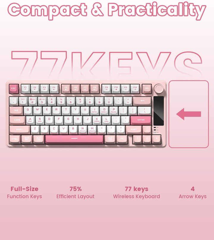 Womier DK75 75% Wireless Gaming Keyboard, RGB Backlit Creamy Keyboa...