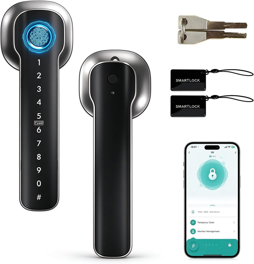 Cerradura inteligente para puerta con huella, entrada sin llave, níquel