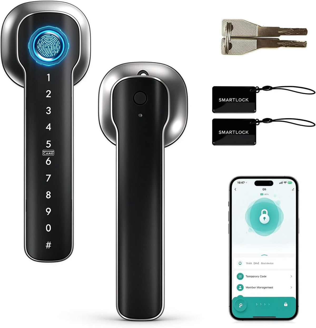 Cerradura inteligente para puerta con huella, entrada sin llave, níquel