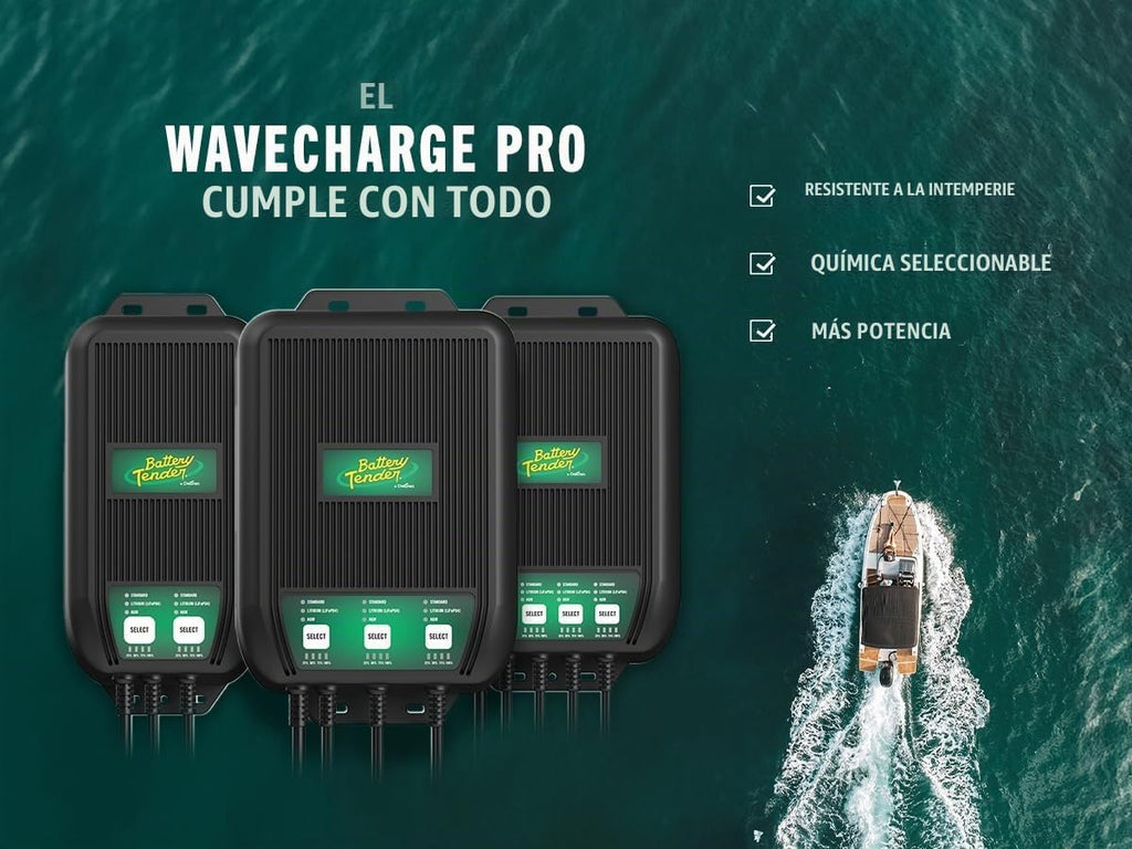 Battery Tender WaveCharge Pro - Cargador multibanco de 2 bancos, 20 amperios (10 amperios por banco) -12 V, cargador y mantenedor inteligente multibatería resistente a la intemperie - 022-1007-DL-WH