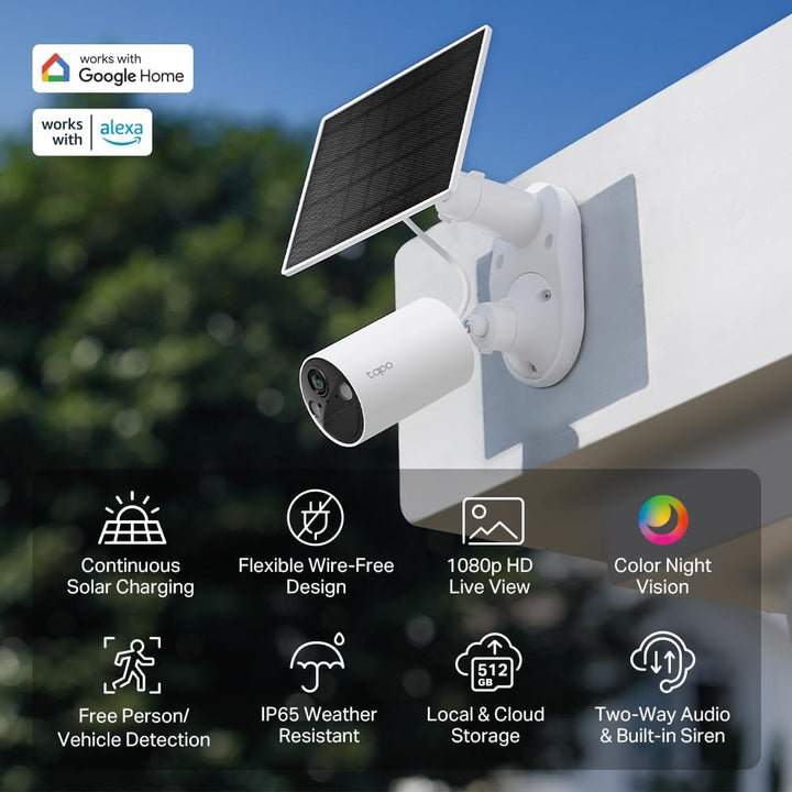 Tapo SolarCam - Cámara de seguridad inalámbrica de 1080p para exter...