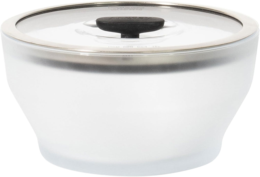 Anyday Utensilios de cocina para microondas y recipiente de vidrio de 8 tazas con tapa de vidrio, almacenamiento profundo de alimentos sin plástico | Vaporera hermética apilable con tapa ventilada