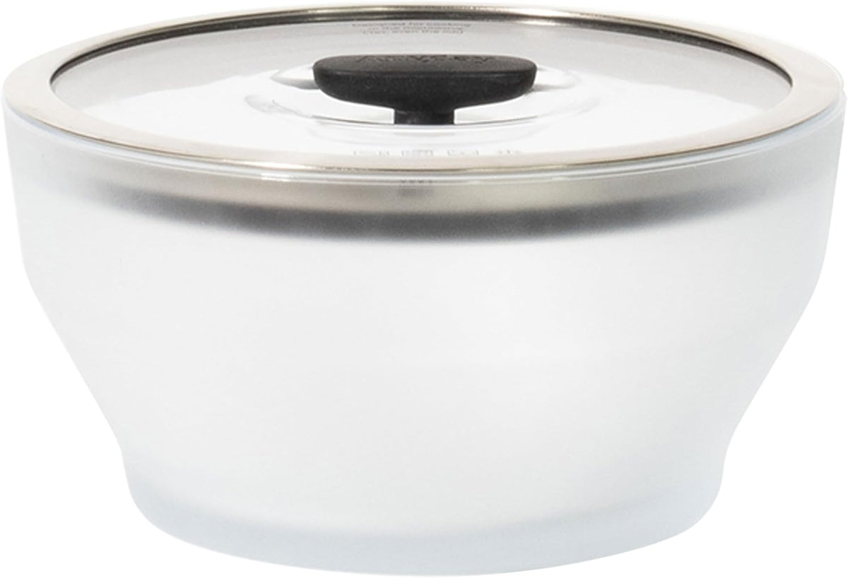 Anyday Utensilios de cocina para microondas y recipiente de vidrio de 8 tazas con tapa de vidrio, almacenamiento profundo de alimentos sin plástico | Vaporera hermética apilable con tapa ventilada