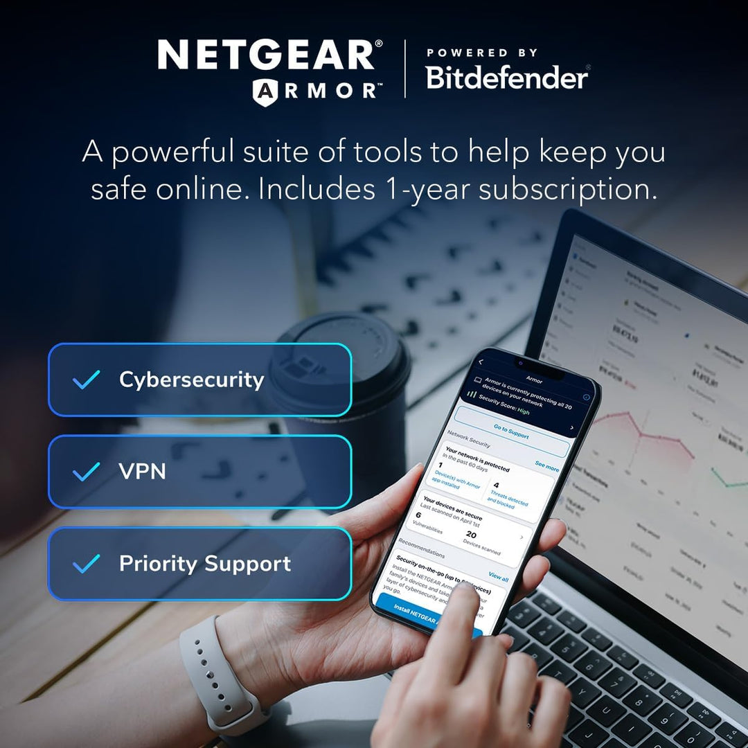 NETGEAR Orbi Serie 970 Router WiFi 7 de cuatro bandas (RBE971S), ca...