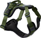 ShawnCo Basecamp Arnés para Perro, Chaleco para Mascotas Sin Tirones con 3 Clips para Correa, Arnés Acolchado, Reflectante, Ligero y Ajustable con Asa para Perros Pequeños, Medianos y Grandes (Verde