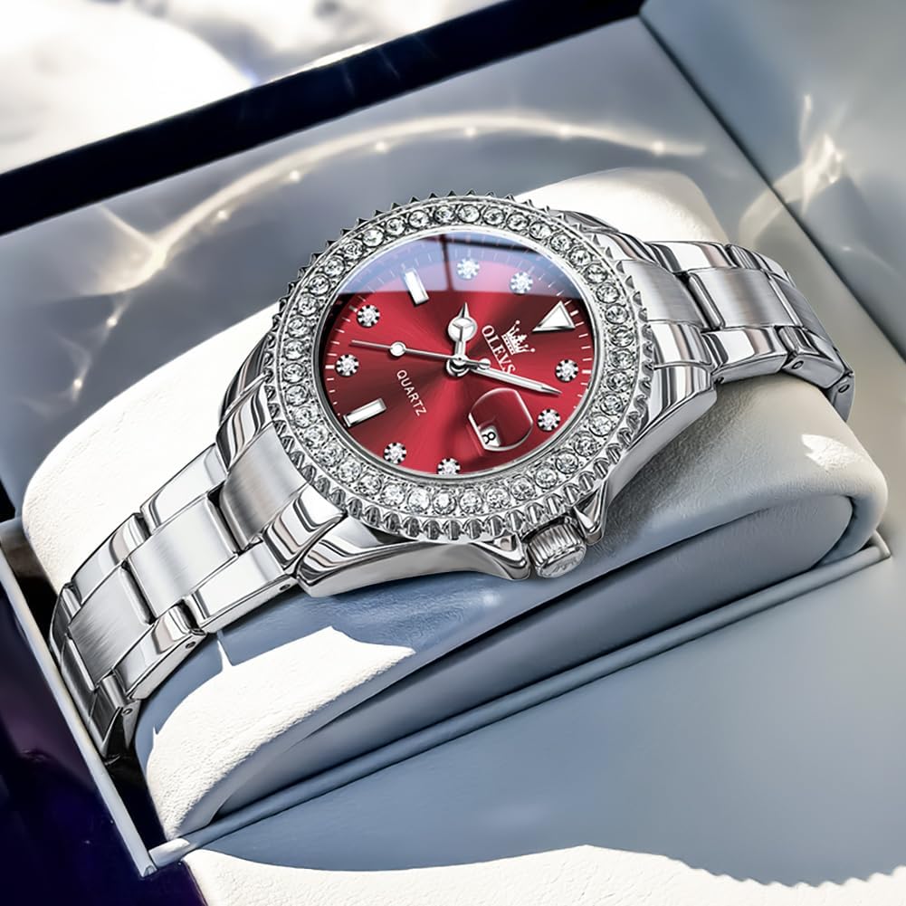 OLEVS Relojes para Mujer de Vestir Lujo Acero Inoxidable a Prueba de Agua Reloj de Muñeca
