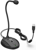 FIFINE Micrófono USB para computadora, condensador de escritorio Plug &Play, micrófono para computadora portátil, botón de silencio con indicador LED, compatible con Windows/Mac, ideal para YouTube