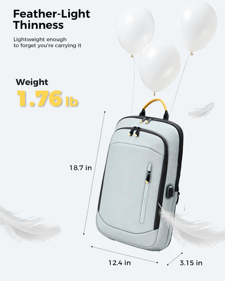 Lekespring Mochila delgada para laptop para hombre, Gris, 17,3 pulg.