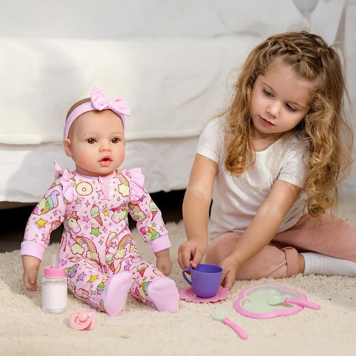 GOAROY Muñecas de bebé, muñeca grande de 17 pulgadas con cuerpo sua...