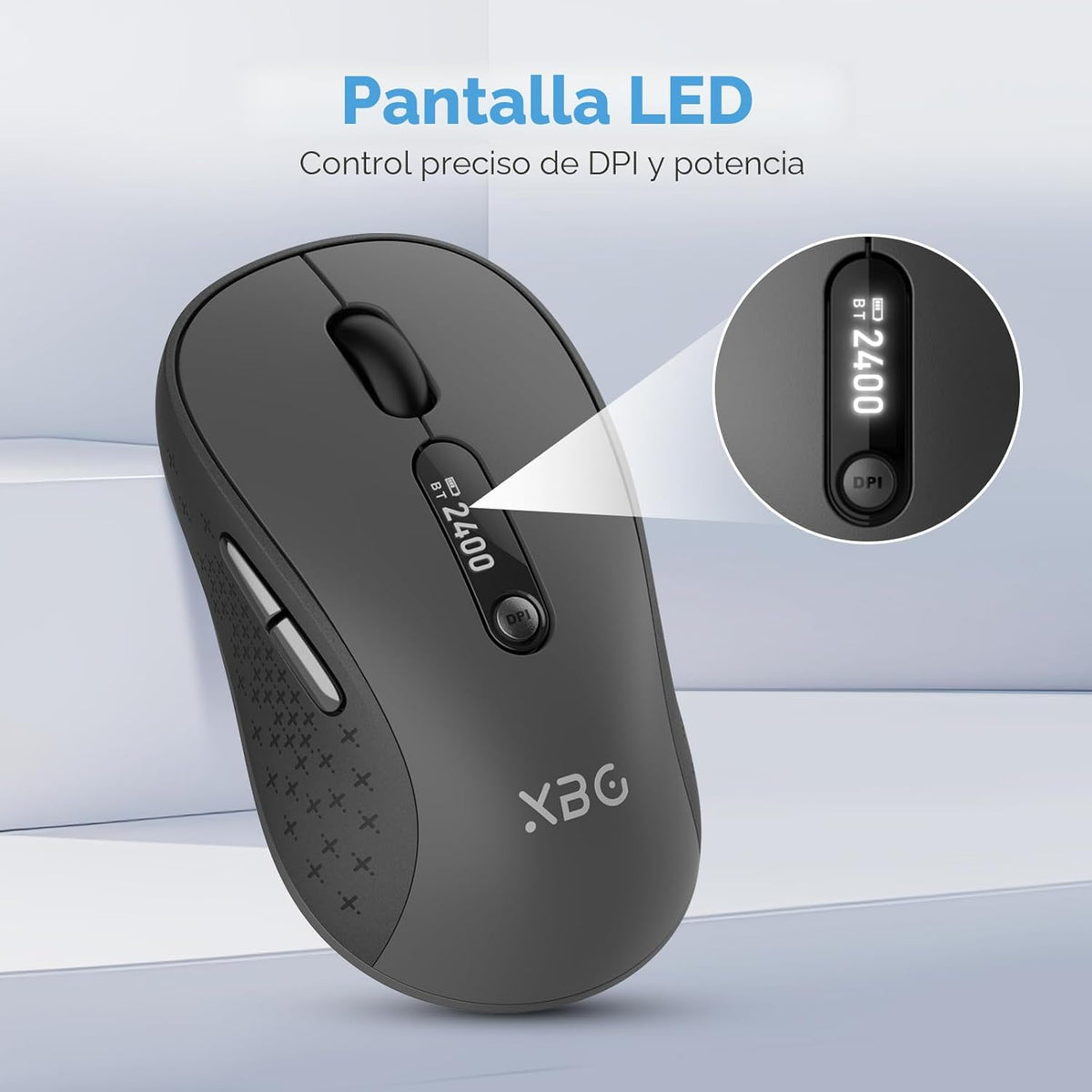 XBG Ratón Bluetooth inalámbrico B15pro, Bluetooth 5.0\/4.0 y 2.4G T...