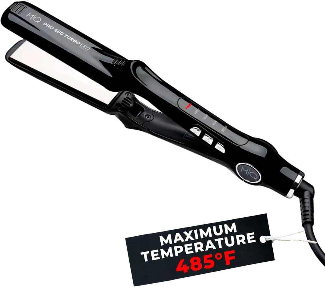 MQ Hair - Plancha plana de titanio profesional 480°F Turbo Bivolt N...