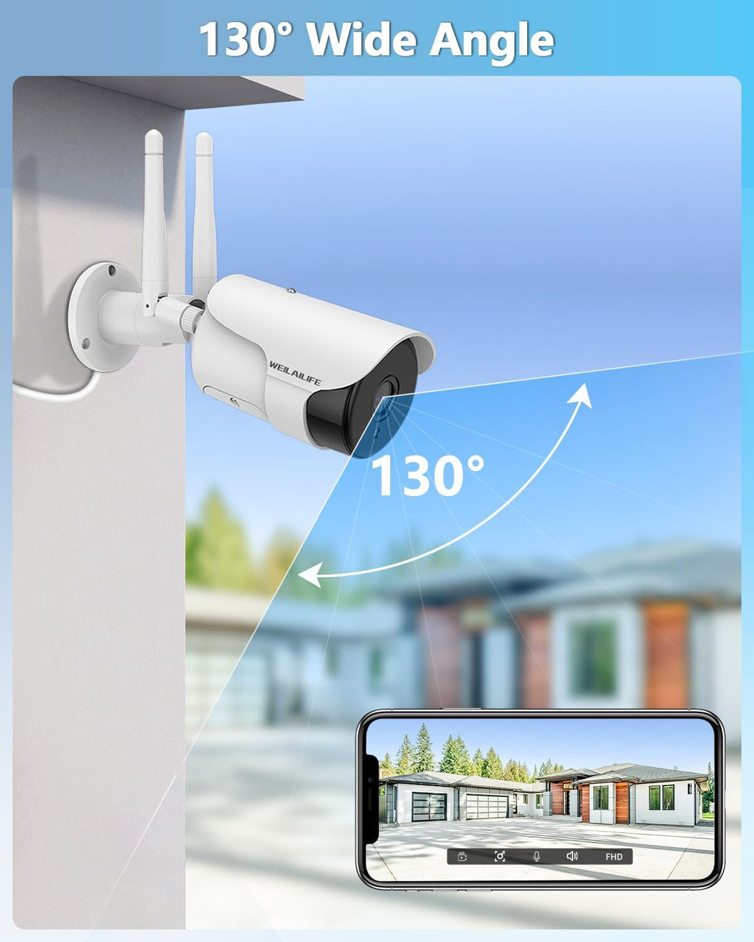 WEILAILIFE Sistema de cámara de seguridad inalámbrica de 5MP con mo...