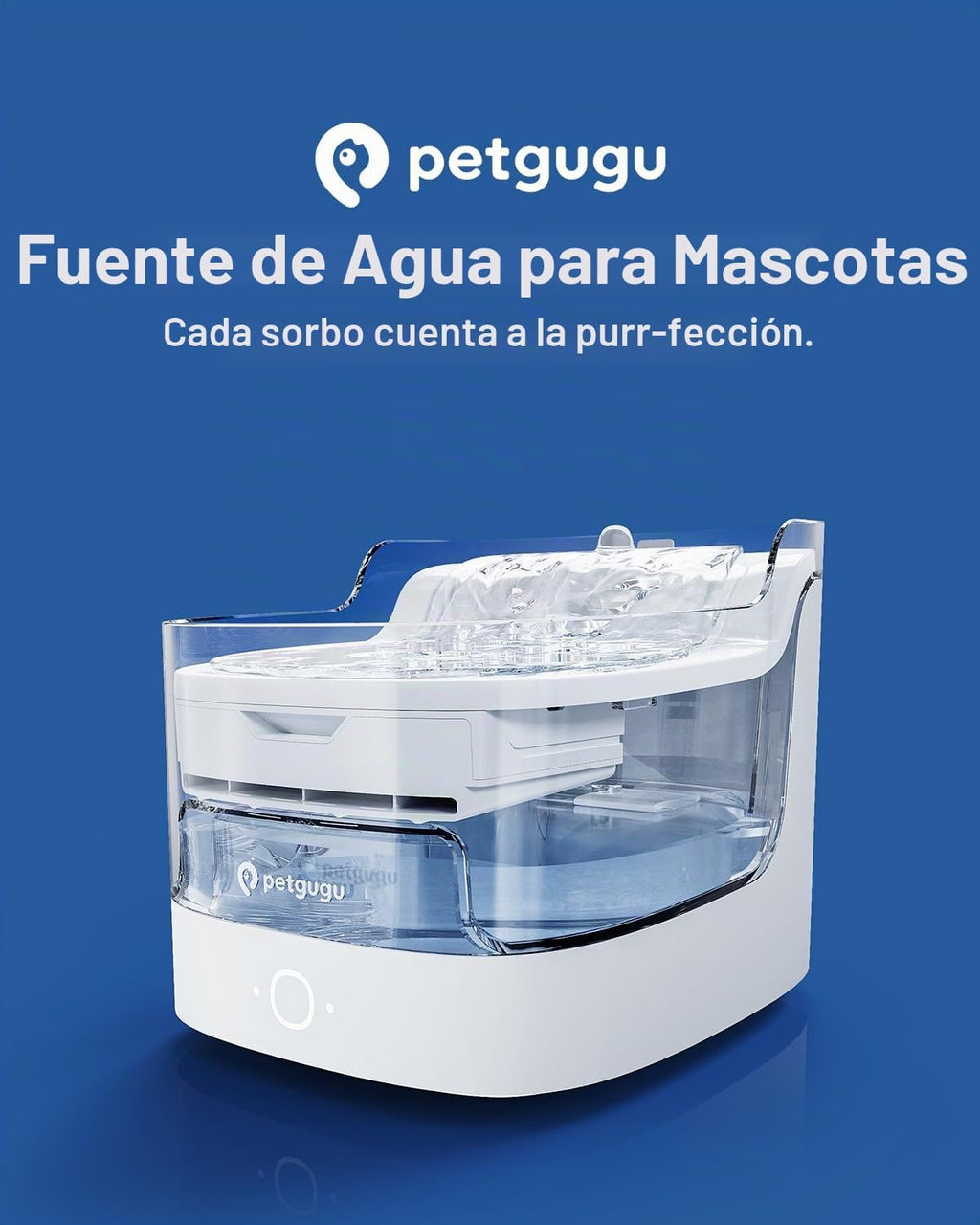 PETGUGU Fuente de agua para gatos de 2L/68 oz Fuente inalámbrica para