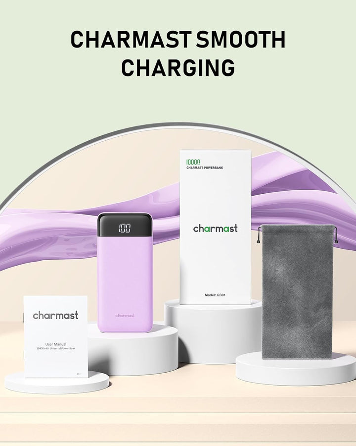 Charmast Cargador portátil con cables incorporados, batería externa...