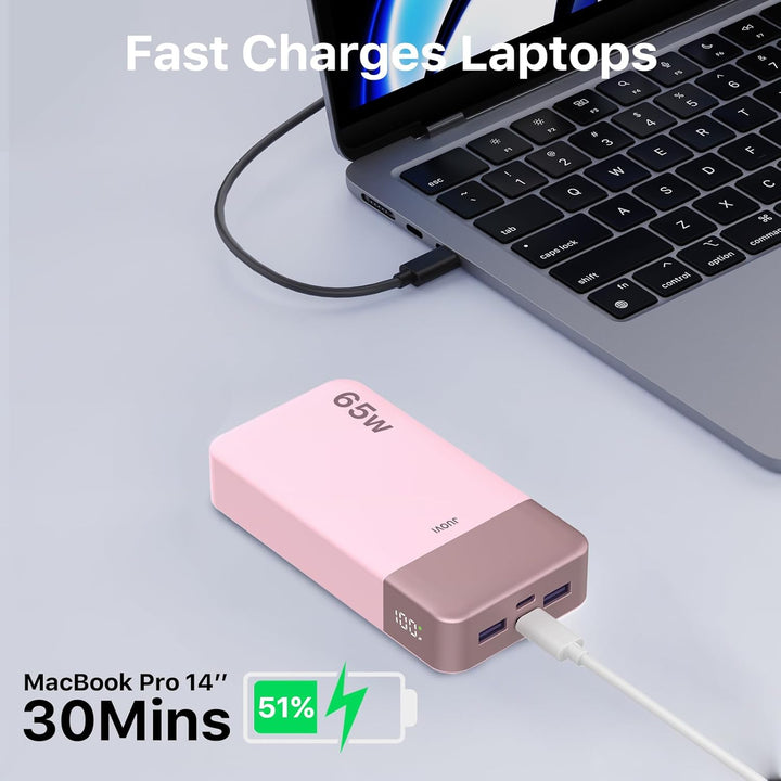JUOVI Cargador portátil de 65 W, banco de energía de 20000 mAh, com...