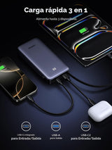 UGREEN Nexode Banco de Energía 20000mAh 45W con Cable Incorporado,...