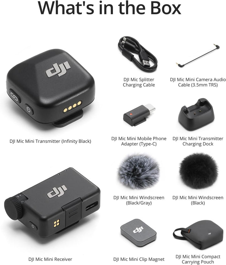 DJI Mic Mini (1 TX + 1 RX), micrófono inalámbrico Lavalier para iPh...