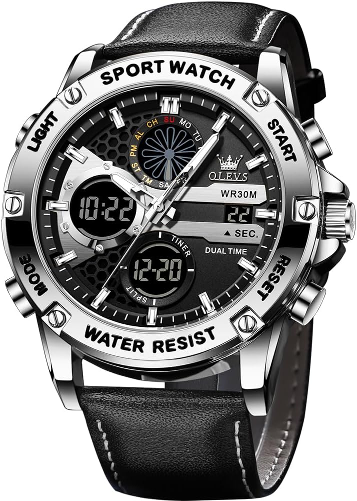 OLEVS Relojes para Hombre Moda Fecha Regalo Cronógrafo Reloj para Hombre Gran Negocio Digital Calendario Resistente al Agua Reloj de Muñeca para Hombre