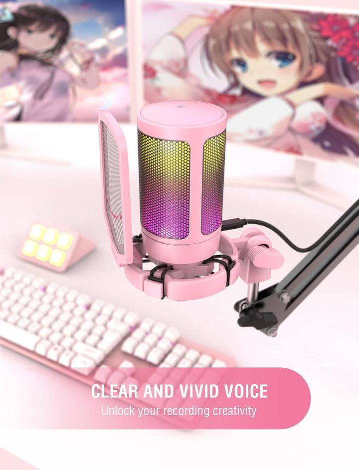 FIFINE Micrófono USB para juegos de PC para streaming de podcasts,...