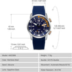 BERNY Reloj de buceo para hombre, relojes mecánicos automáticos de moda para hombres, reloj de pulsera masculino impermeable 20ATM, cristal de zafiro súper luminoso con banda de reloj de silicona