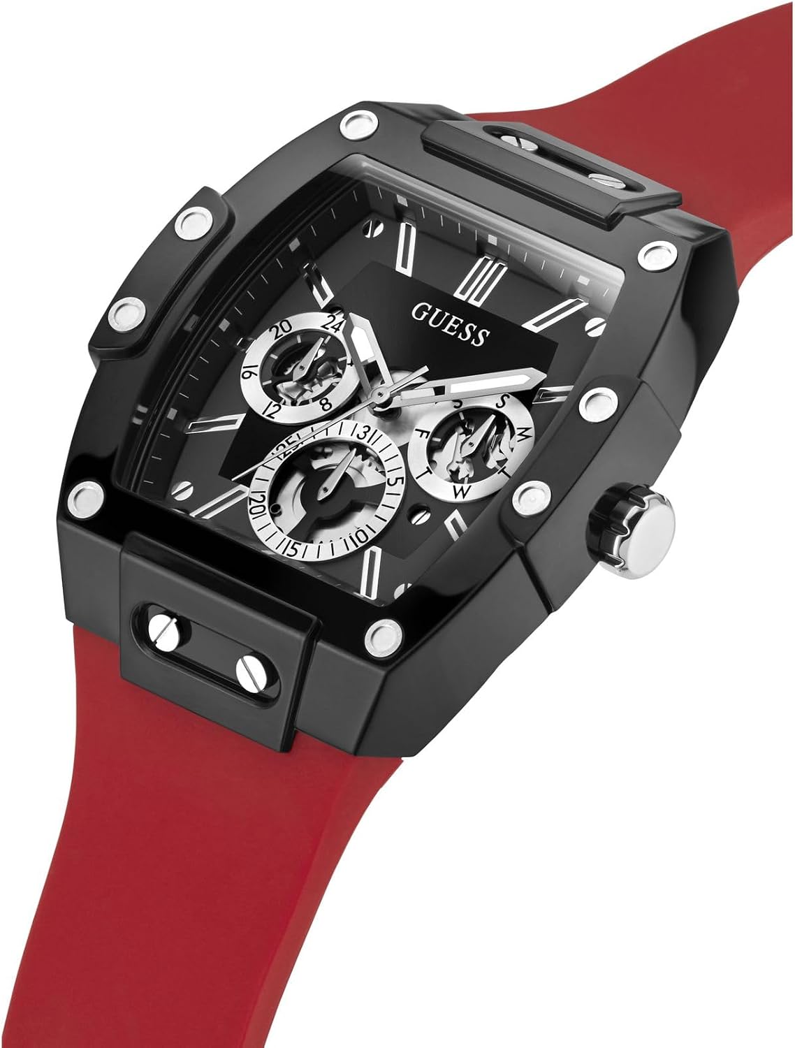 GUESS Serie GW0G para hombre | Reloj de tendencia analógica | Caja de policarbonato | Pulsera de silicona | Resistencia al agua 50M