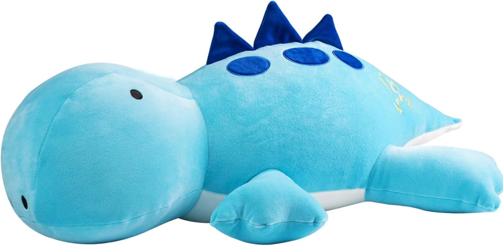 Peluche de animales de peluche con peso de 4 libras, almohada suave de peluche de dinosaurio de 24 pulgadas para adultos y niños (dinosaurio azul)