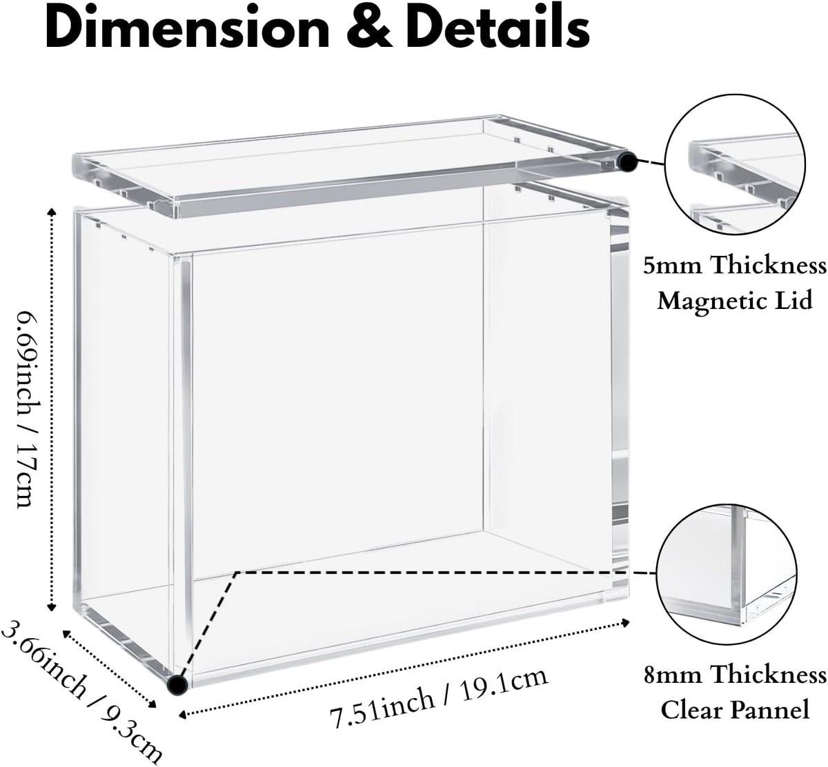 Paquete de 3 fundas protectoras de acrílico ETB, protector de caja Elite Trainer, impermeable, resistente a los arañazos, apilable con acrílico de 0.315 in de grosor, tapa magnética