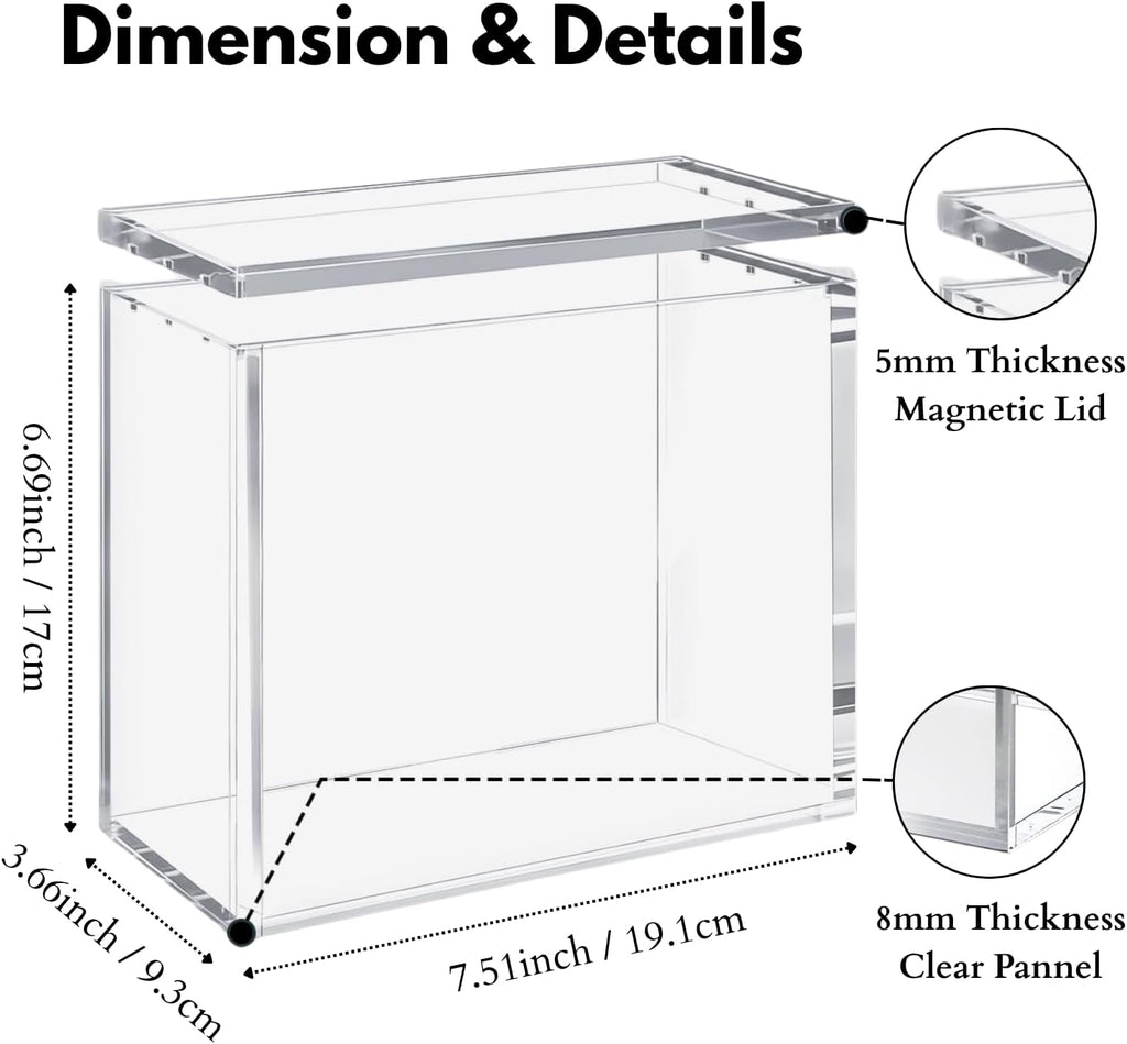Paquete de 4 fundas protectoras de acrílico ETB, protector de caja Elite Trainer, impermeable, resistente a los arañazos, apilable con acrílico de 0.315 pulgadas de grosor, tapa magnética