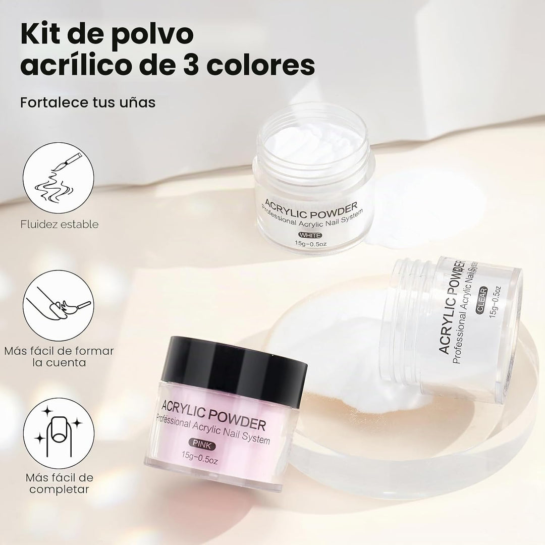 Kit de uñas acrílicas para principiantes: líquido y polvo acrílico...