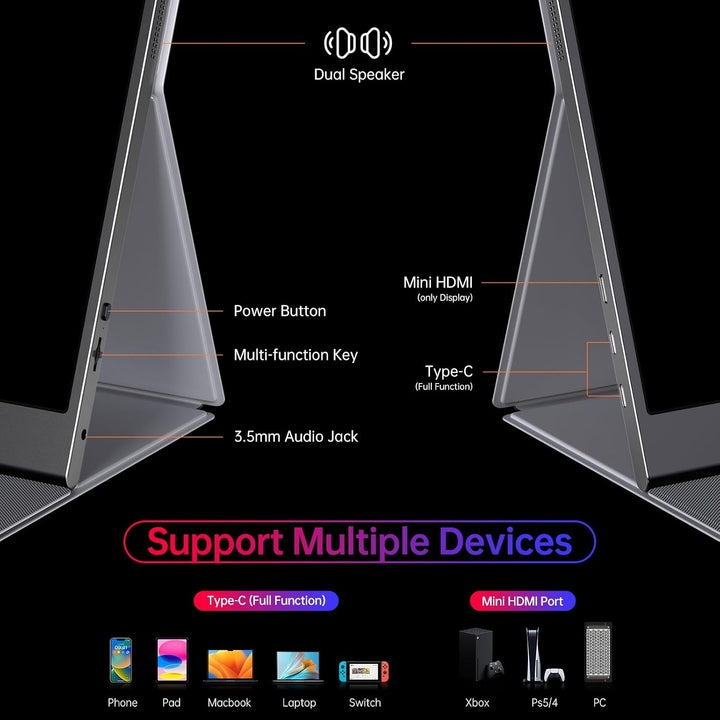 Anyuse Monitor portátil 4K de 15.6 pulgadas 3840 x 2160 UHD USB-C H...
