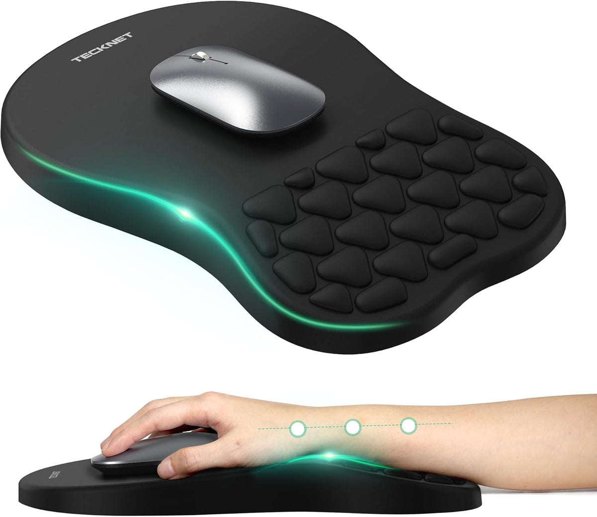TECKNET Alfombrilla de mouse ergonómica con reposamuñecas, alfombri...