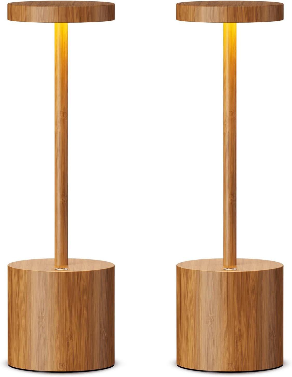 Lámpara Paquete de 2 lámparas de mesa inalámbricas recargables, 5000 mAh funciona con pilas, luz de mesa LED portátil, lámpara de escritorio con atenuación para patio/restaurante/exterior